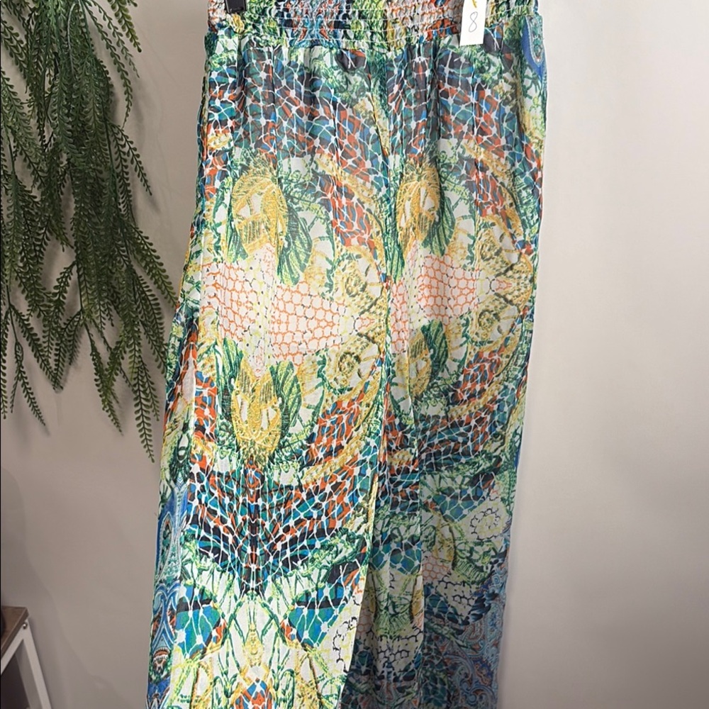 Sans Souci Wide Leg Blue and Green Pants